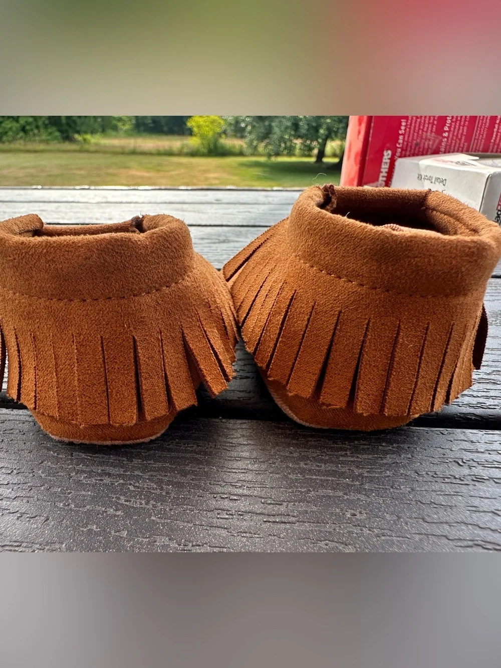 Old Navy Kids Faux-Suede Fringe Moccasins - Chestnut Brown Size 6-12 months